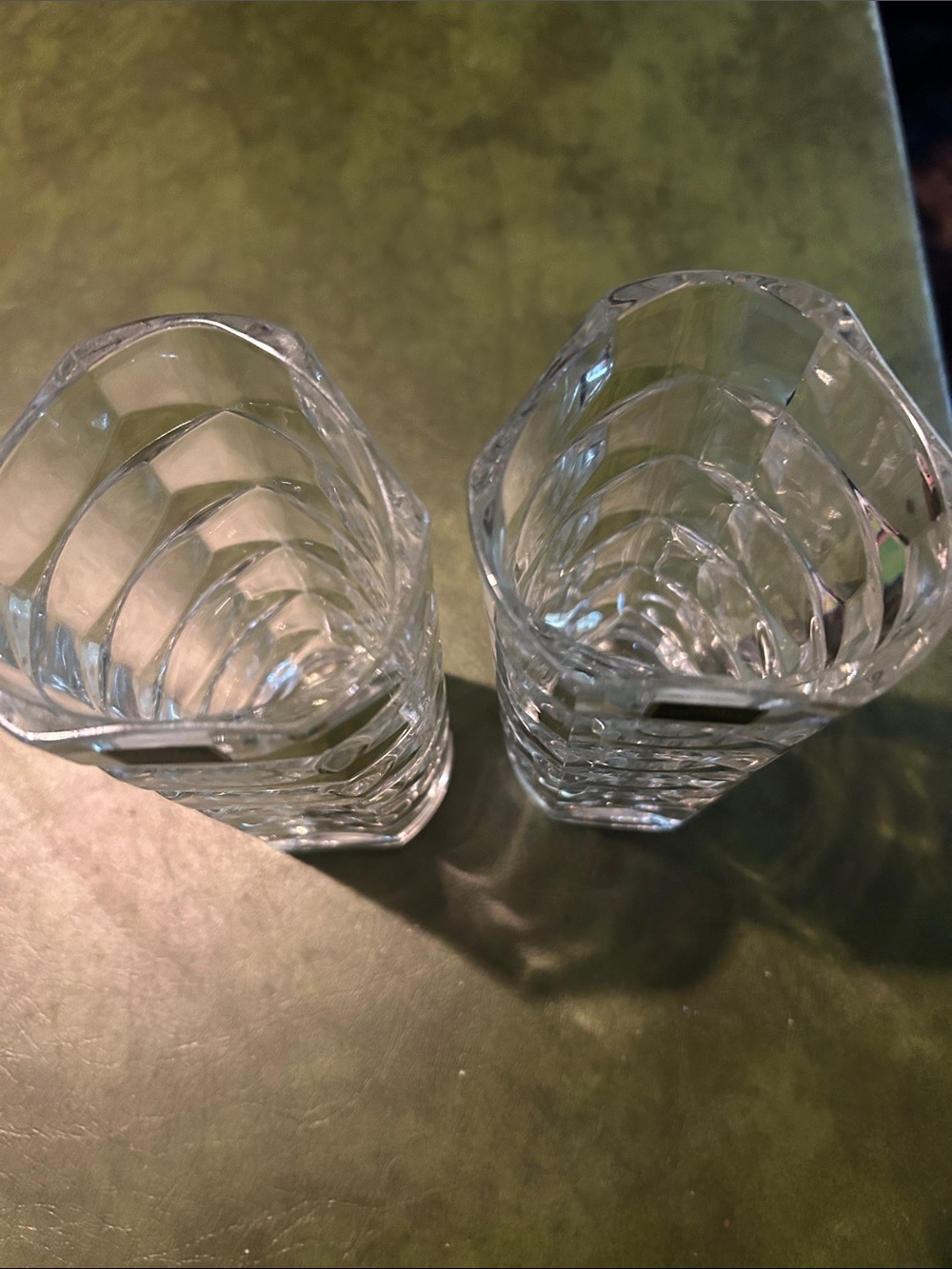 Crystal Clear Faceted Glass Vase Pair